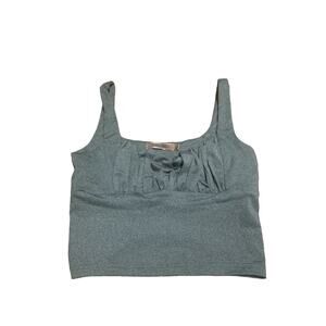 Skylar Rose Crop Top With Ruched Bust Gray Womens Size XS Cami Square Neck
